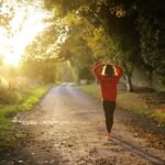 Fitness girl walking while pregnant