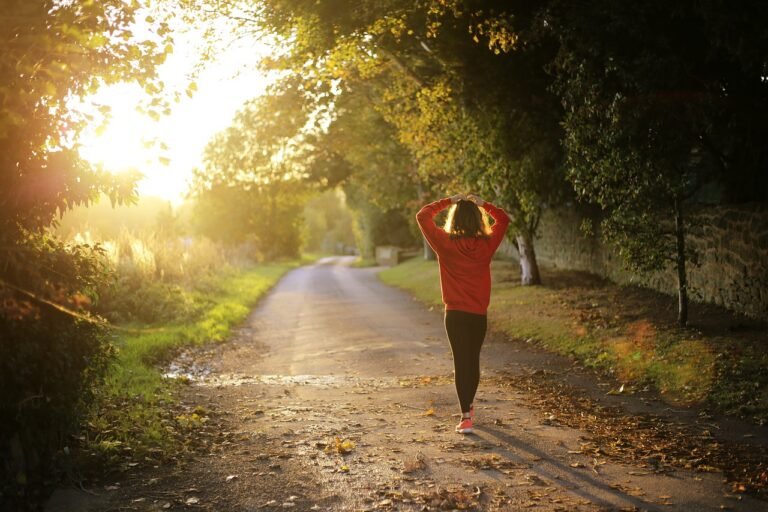 Fitness girl walking while pregnant